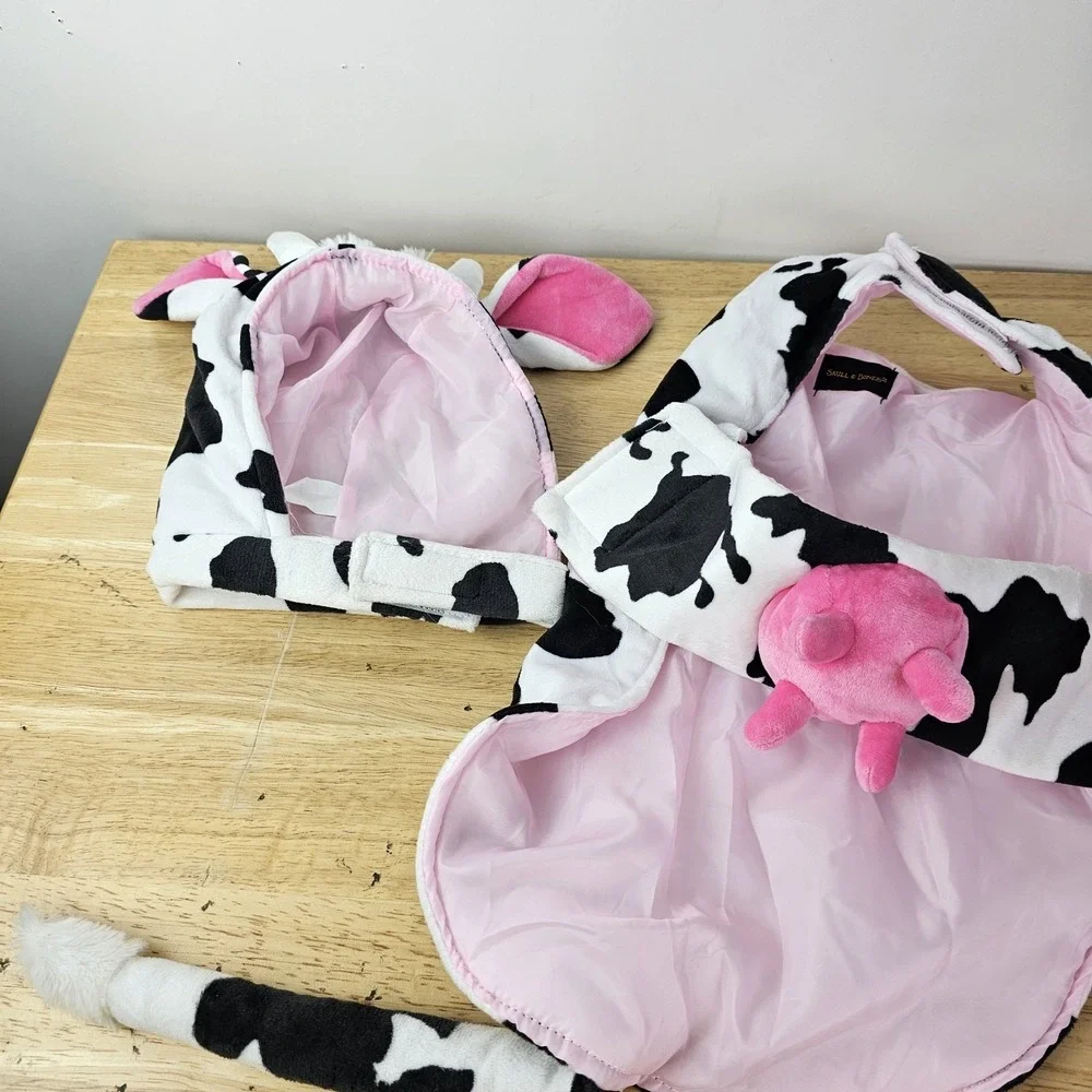 Skull & Bones Dog‎ Costume Cow w/ Udders Halloween Outfit Pet Apparel Size Small